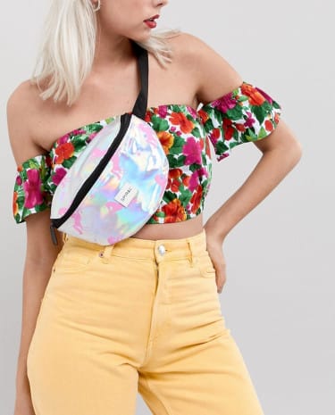 Fashion Shop - Spiral Holographic Bum Bag With Unicorn Print - Silver