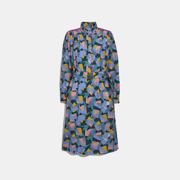 Fashion Shop - Coach Bold Geo Mock Neck Dress With Sporty Stripe