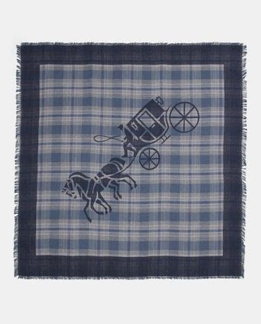 Fashion Shop - Coach Horse And Carriage Plaid Print Oversized Square Scarf