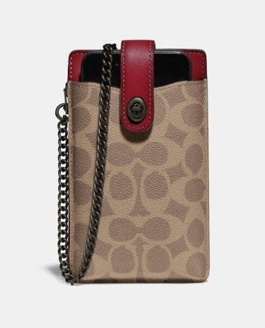 Fashion Shop - Coach Turnlock Chain Phone Crossbody In Blocked Signature Canvas