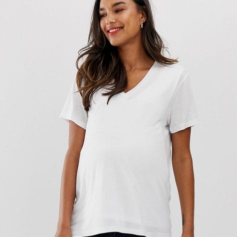 Fashion Shop - ASOS DESIGN Maternity nursing v-neck t-shirt in white