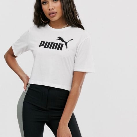 Fashion Shop - Puma Essentials cropped logo t-shirt in white