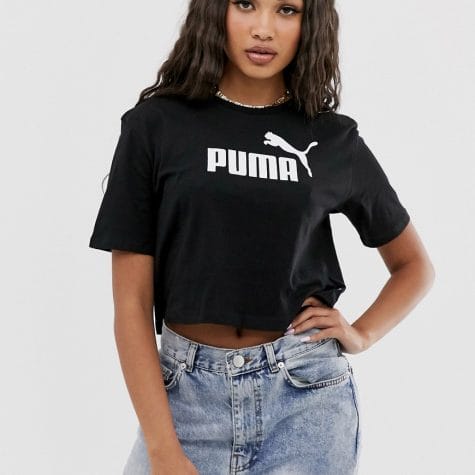 Fashion Shop - Puma Essentials cropped logo t-shirt in black