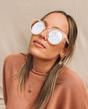 Fashion Shop - Eclat Show Me Round Sunglasses Beige (FREE over $180)