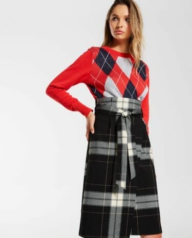 Fashion Shop - Dotti Paperbag Check Midi Skirt