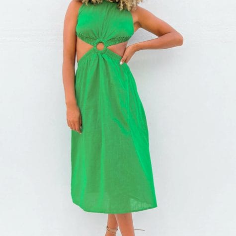 Fashion Shop - Odessa Backless Green Midi Dress