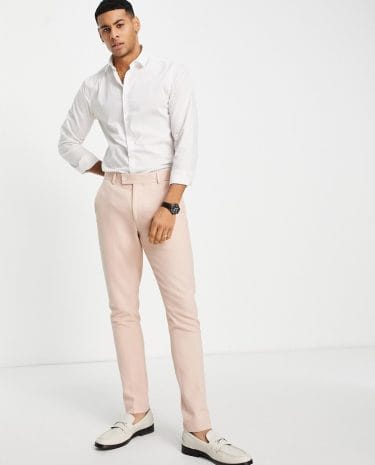 Fashion Shop - ASOS DESIGN wedding skinny suit pants in dusky pink twill