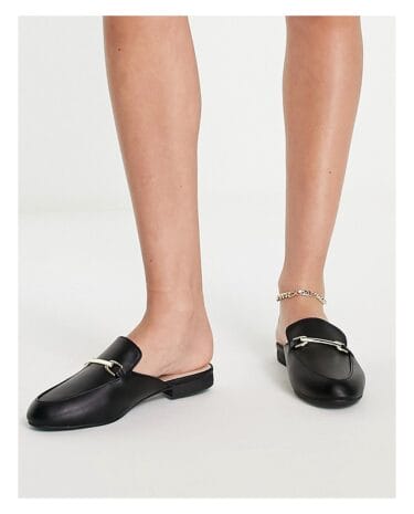 Fashion Shop - QUPID metal trim loafers in black