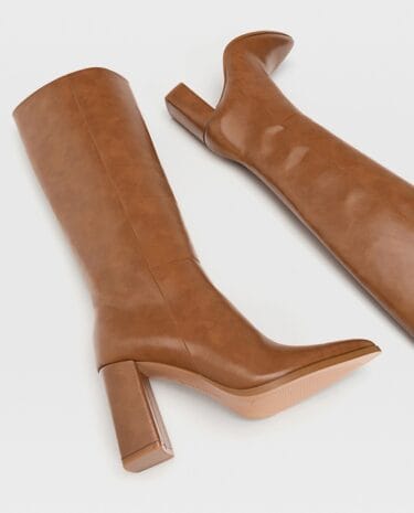 Fashion Shop - Stradivarius knee high heeled boots in brown